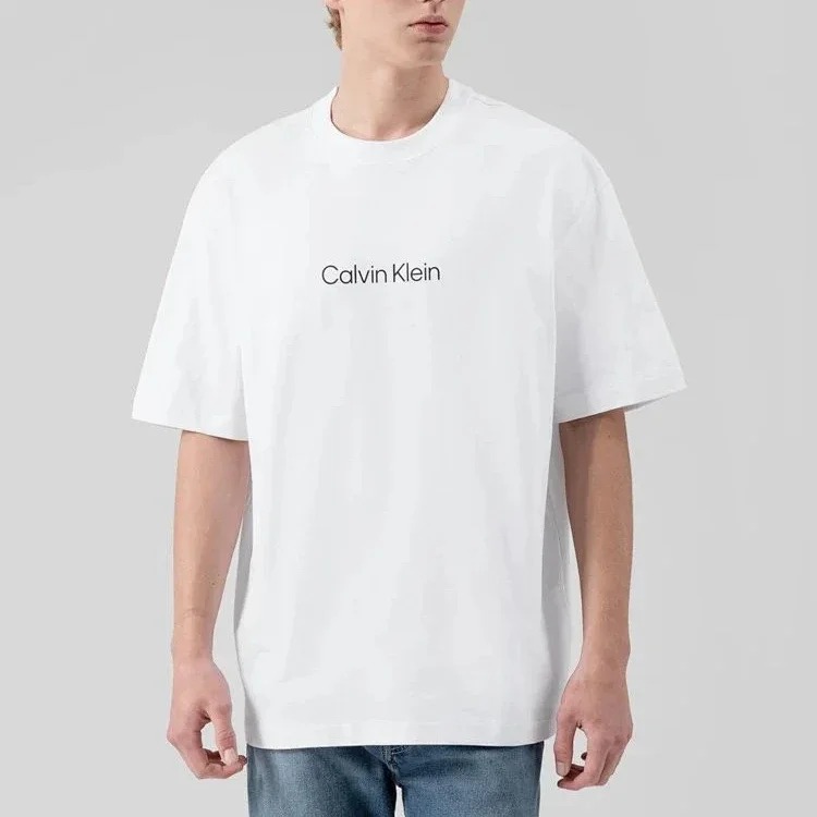 CK light luxury short-sleeved T-shirt for men, classic and simple couple style short-sleeved men's trendy pure cotton loose T-shirt for women image 2