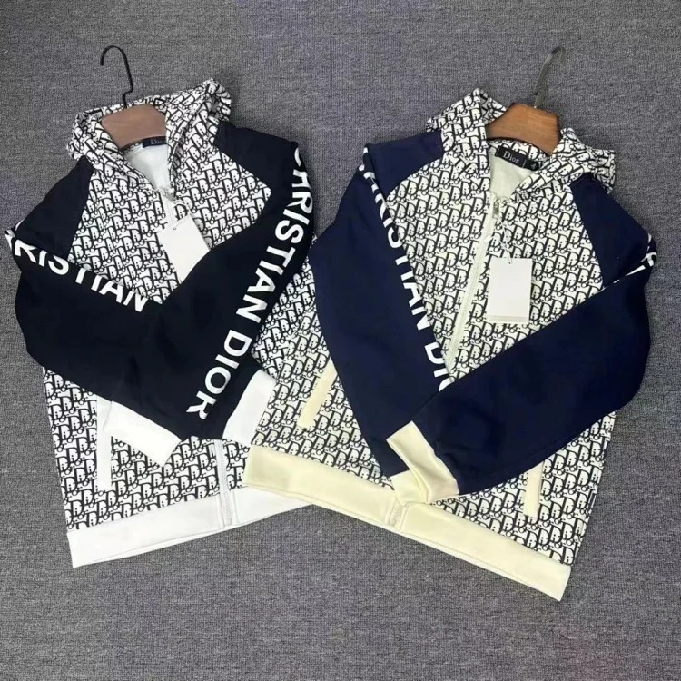 Dior DIOR light luxury all-print spring and autumn jackets for men and women trendy brand cardigan hooded jacket