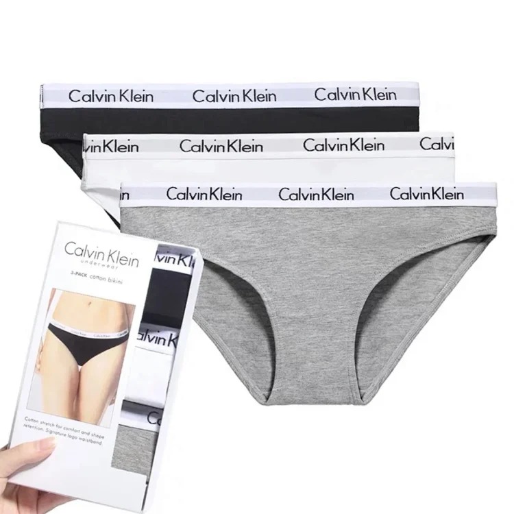 CK women's underwear pure cotton breathable mid-low waist sexy hip-covering bikini briefs