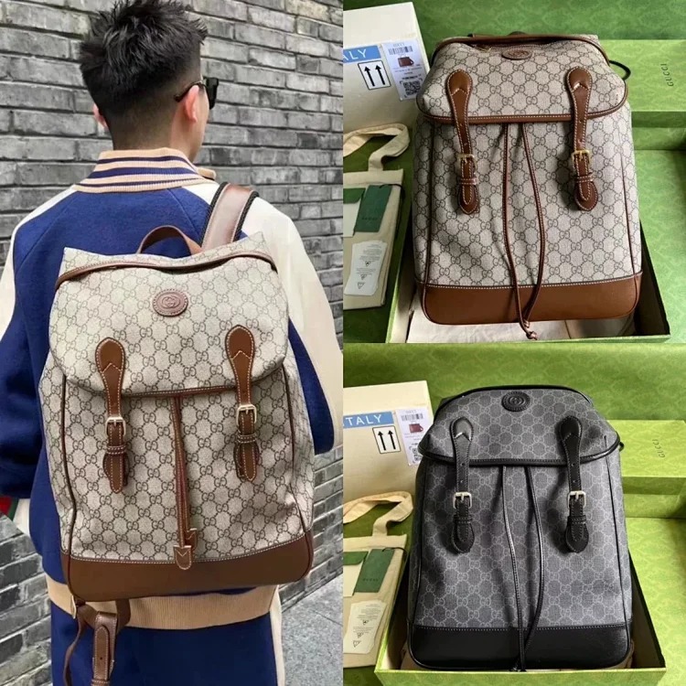 Original order 2023 new GG home decoration interlocking double G medium backpack classic presbyopic backpack men's backpack shoulder bag casual backpack luggage bag business trip travel bag 