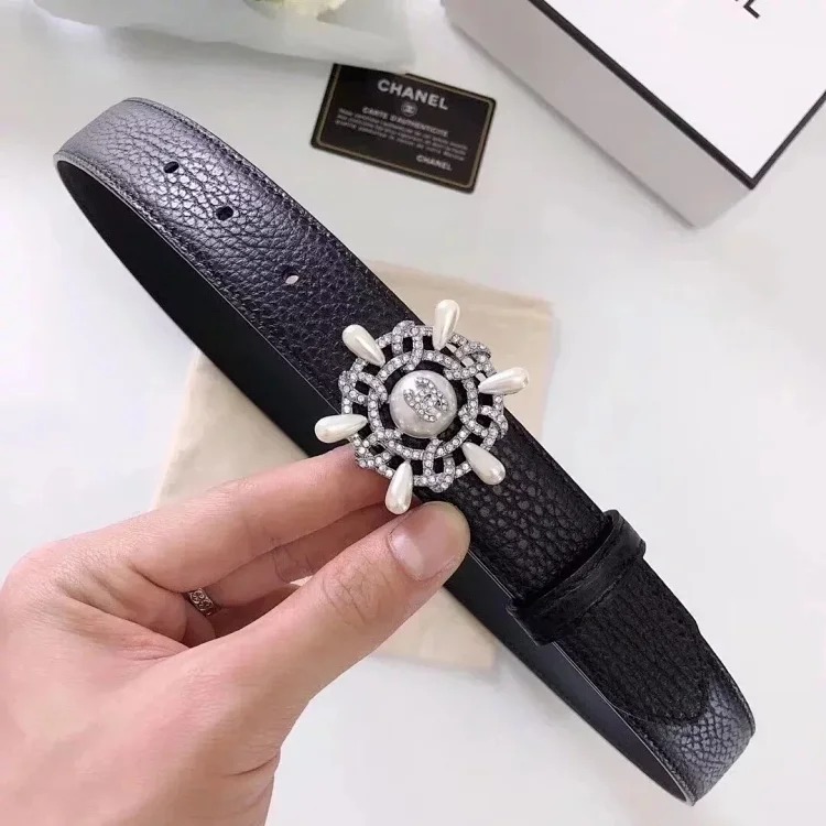 Original counter version comes with packaging leather diamond buckle belt, full leather belt, women's casual versatile trendy trousers belt, men's and women's business casual belt belt, me image 2