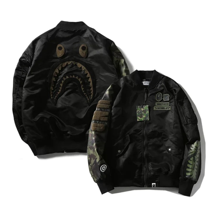 2025 early spring new trendy brand AAPE BAPE ape head x Undefeated joint thin jacket baseball collar shark head men and women trendy
