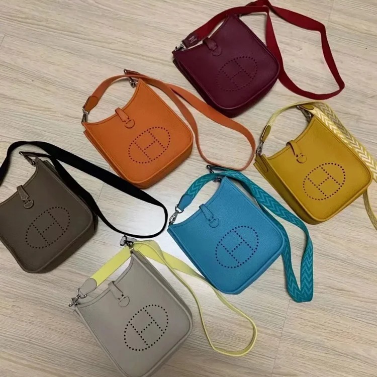 Hermès mini calfskin hollow shoulder crossbody buckle women's bag