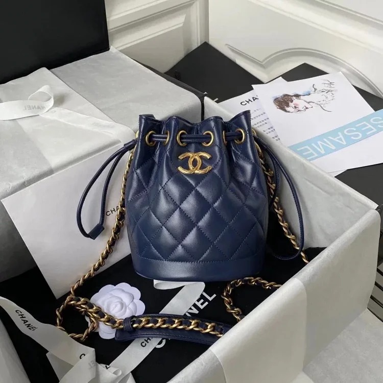 Chanel retro glossy cowhide drawstring bucket bag crossbody women's bag AS2716 image 3