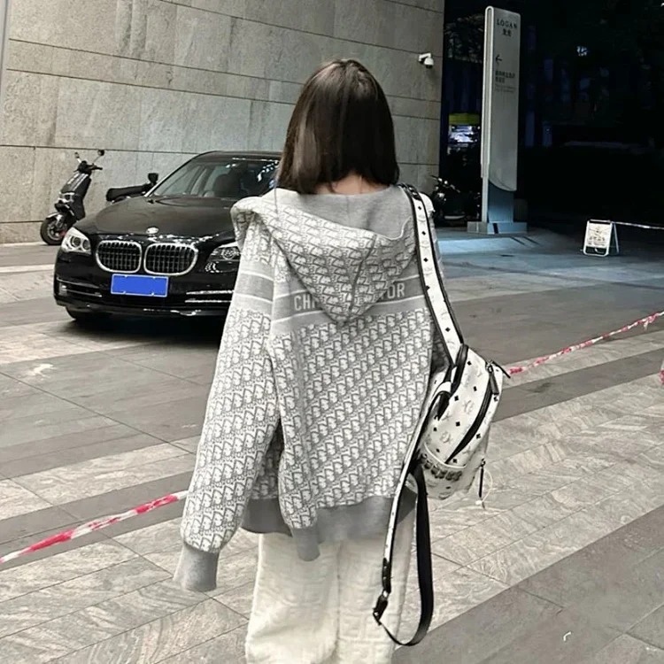 Dior DIOR light luxury all-print spring and autumn jackets for men and women trendy brand cardigan hooded jacket
