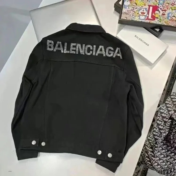 Balenciaga even light luxury jackets for men and women, denim cardigans, rhinestone jackets, long-sleeved tops