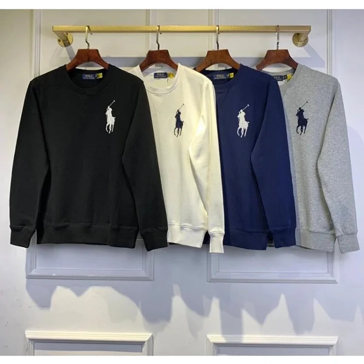 High-quality Paul POLO Ralph Lauren long-sleeved men's and women's velvet thermal sweatshirt pullover base layer