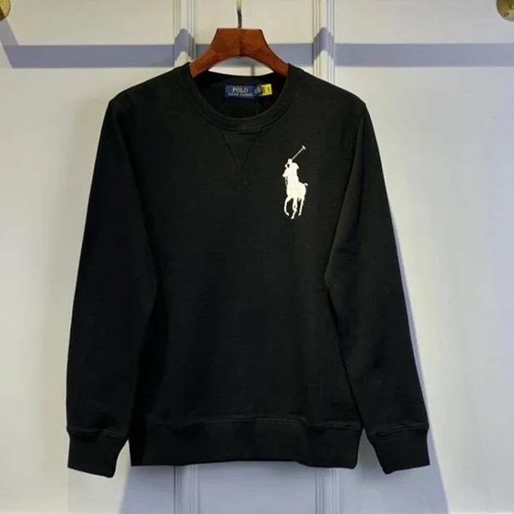 High-quality Paul POLO Ralph Lauren long-sleeved men's and women's velvet thermal sweatshirt pullover base layer image 2