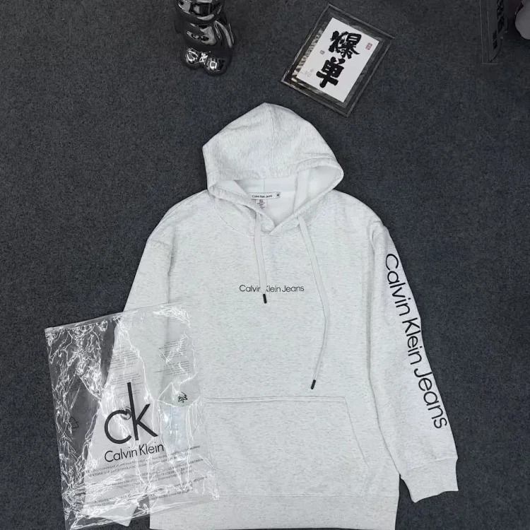 CK velvet thermal sweatshirt for men and women, knitted long-sleeved tops, couple style hooded pullover jacket image 5