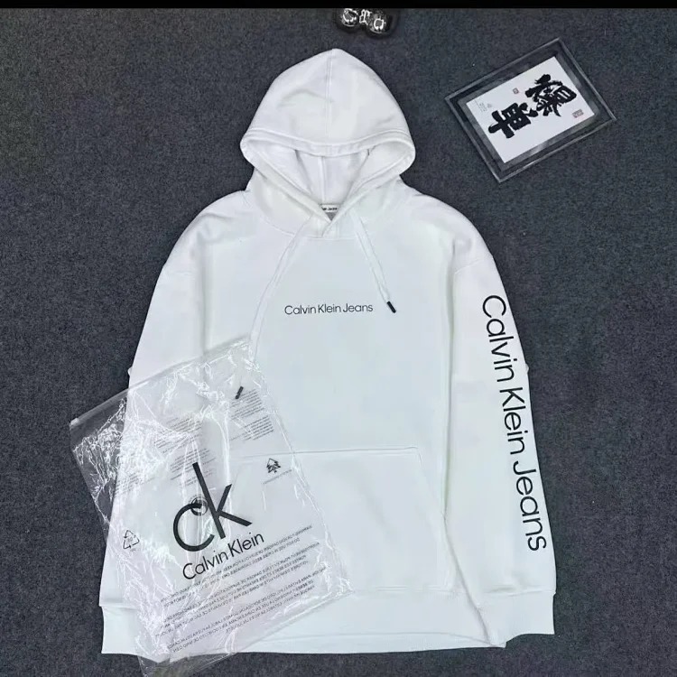 CK velvet thermal sweatshirt for men and women, knitted long-sleeved tops, couple style hooded pullover jacket image 6