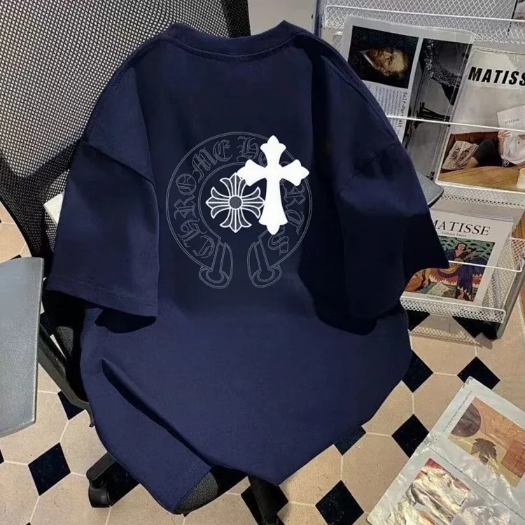 Crow Heart Cross Sanskrit Light Luxury Short Sleeve T-shirt Men and Women Same Style CH Short Sleeve Light Luxury Half Sleeve Top image 4
