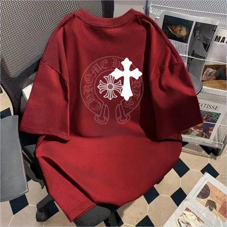 Crow Heart Cross Sanskrit Light Luxury Short Sleeve T-shirt Men and Women Same Style CH Short Sleeve Light Luxury Half Sleeve Top image 5
