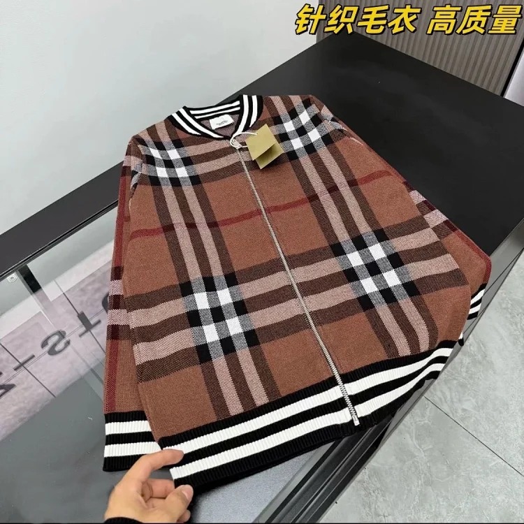 Burberry knitted sweater patchwork plaid cardigan light luxury jacket men's trendy brand image 2