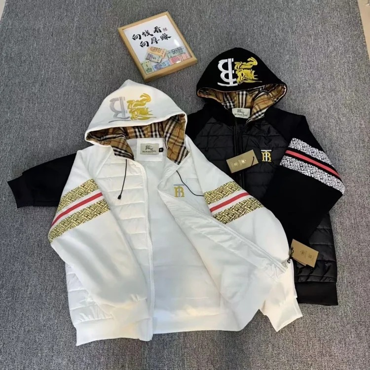 Burberry 2025 winter splicing thickened embroidered cotton coat down cotton coat ribs new men and women couple jackets to keep warm