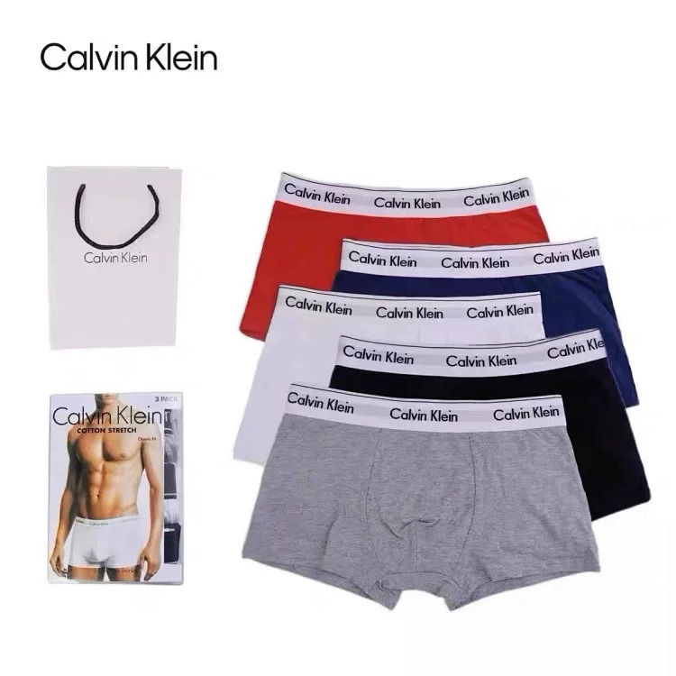 ck underwear men's pure cotton anti-bacterial breathable anti-hip pinch boxer gift three-pack boxer shorts gift box