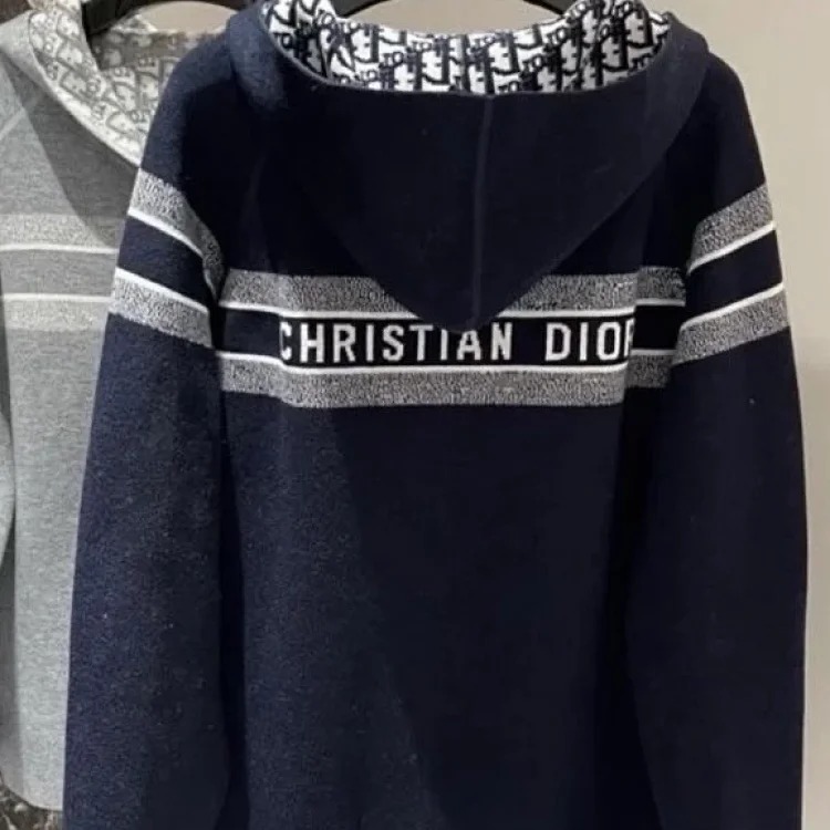 Dior DIOR light luxury spring and autumn coat men's and women's trendy brand cardigan hooded jacket image 2