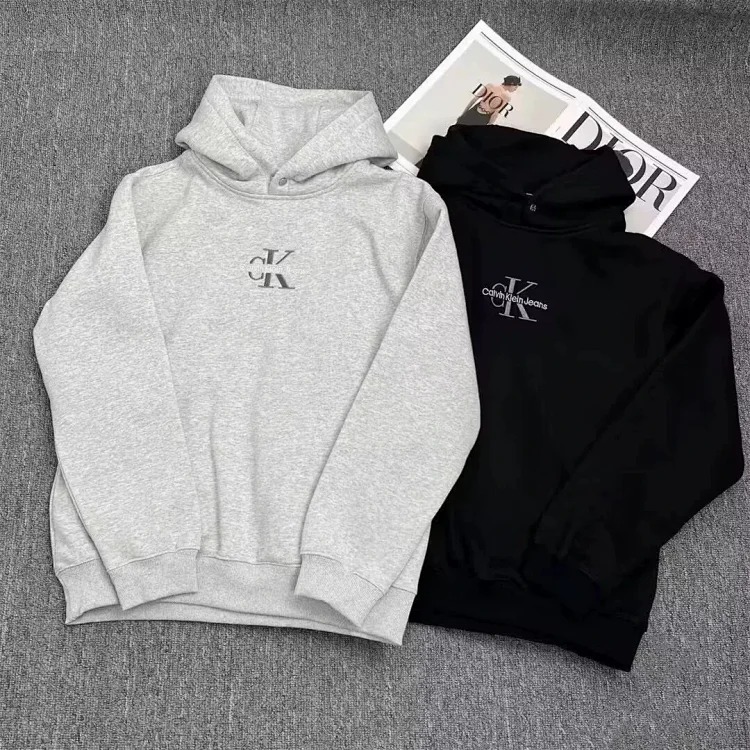 CK hooded sweatshirt jacket autumn and winter new style loose casual versatile long-sleeved top for men and women