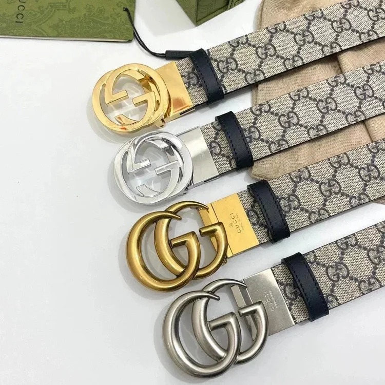 Gucci men's and women's belt PVC presbyopic calfskin retro