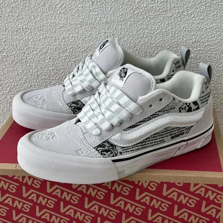 Vance bubble Matt Ono joint gray and white graffiti casual canvas shoes