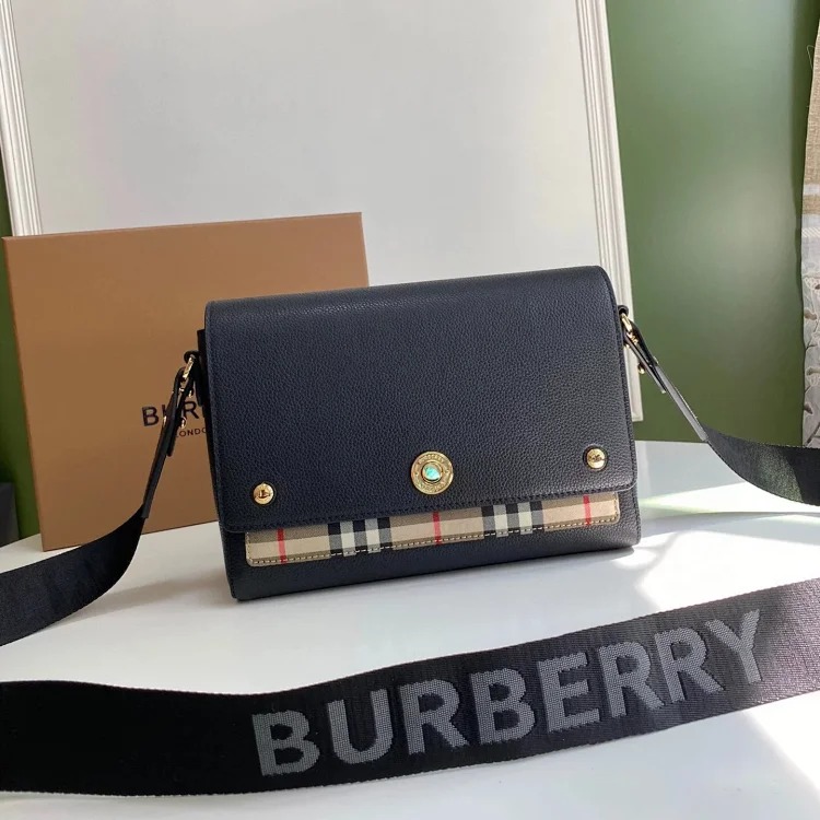 Burberry Crossbody Bag Shoulder Bag for Women Vintage Plaid and Leather Note Crossbody Bag image 3