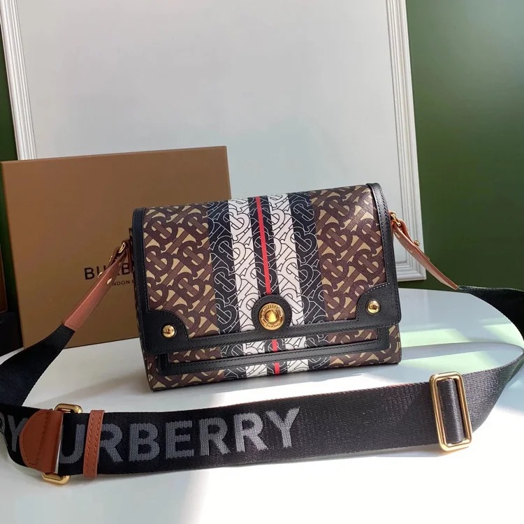 Burberry Crossbody Bag Shoulder Bag for Women Vintage Plaid and Leather Note Crossbody Bag image 4