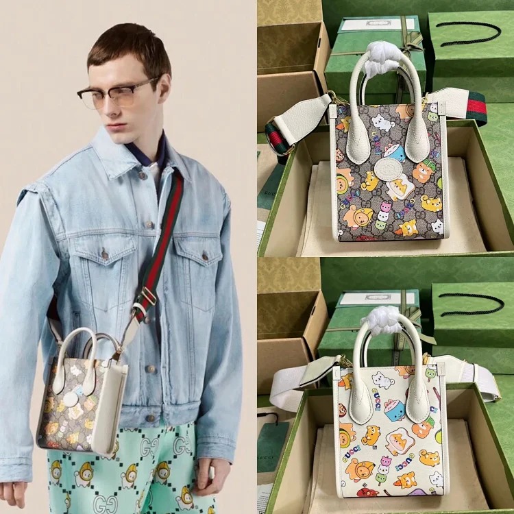 Gucci animal print mini tote bag music score bag crossbody bag shoulder bag same style for men and women 699406