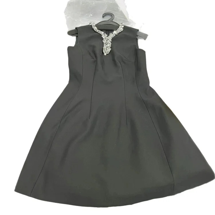 Solid Color Sleeveless Dress Women's Summer New Fashionable Lady Heavy Industry Neck Design Waist Slimming A-Line Skirt image 6