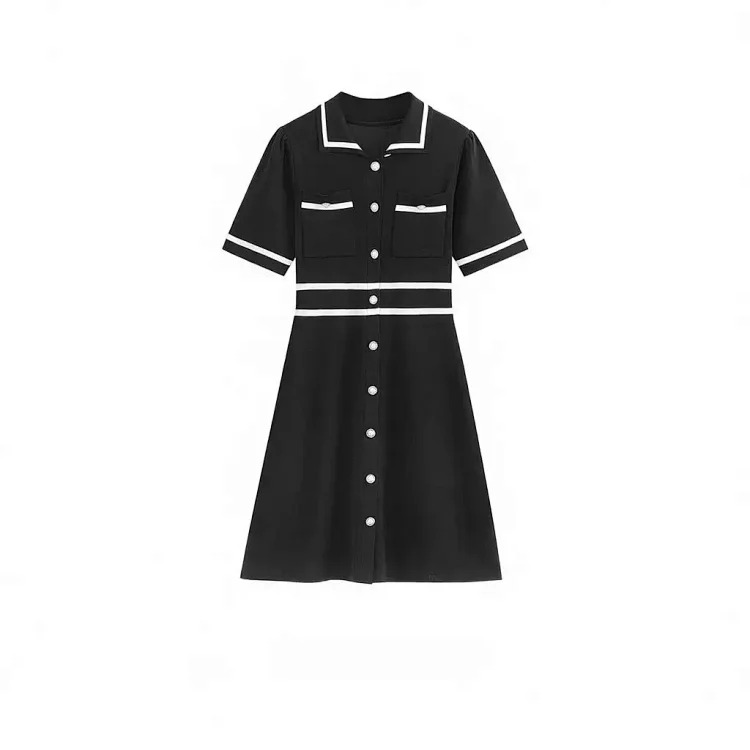 Summer new French style fashionable little fragrance style splicing ice silk ice hemp atmospheric dress image 5