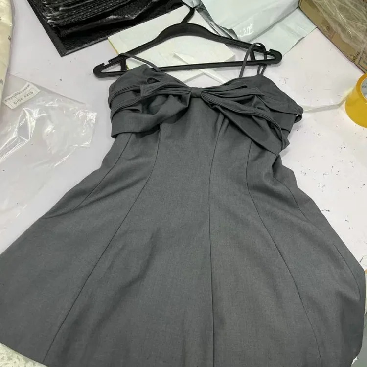 Summer new arrival princess dress French palace style sleeveless dress for women sweet and spicy lace mesh splicing bow suspender dress image 2
