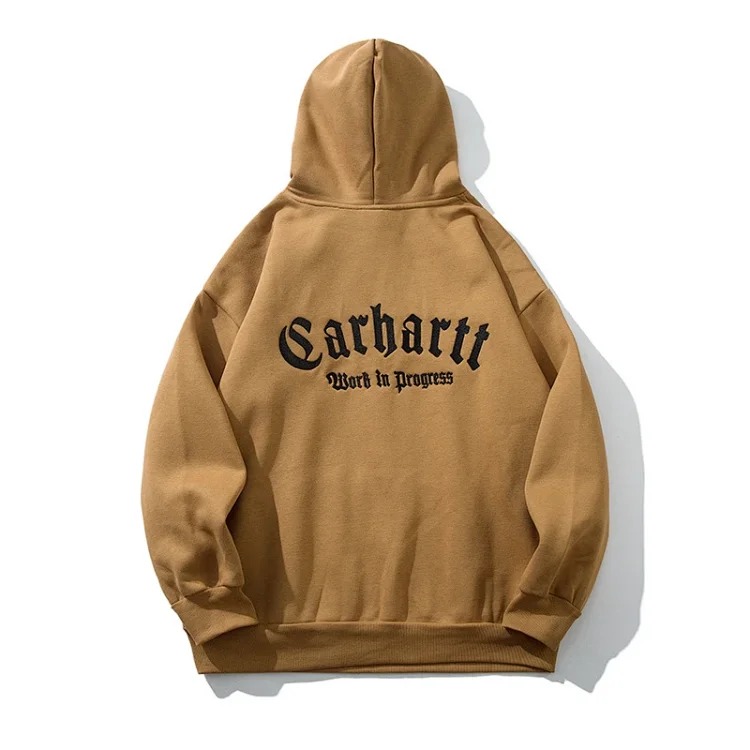 Classic letter embroidered men's and women's loose hooded plus fleece hoodie sweatshirt image 3