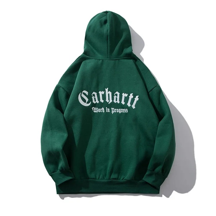 Classic letter embroidered men's and women's loose hooded plus fleece hoodie sweatshirt image 4