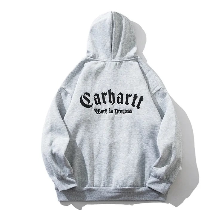 Classic letter embroidered men's and women's loose hooded plus fleece hoodie sweatshirt image 5