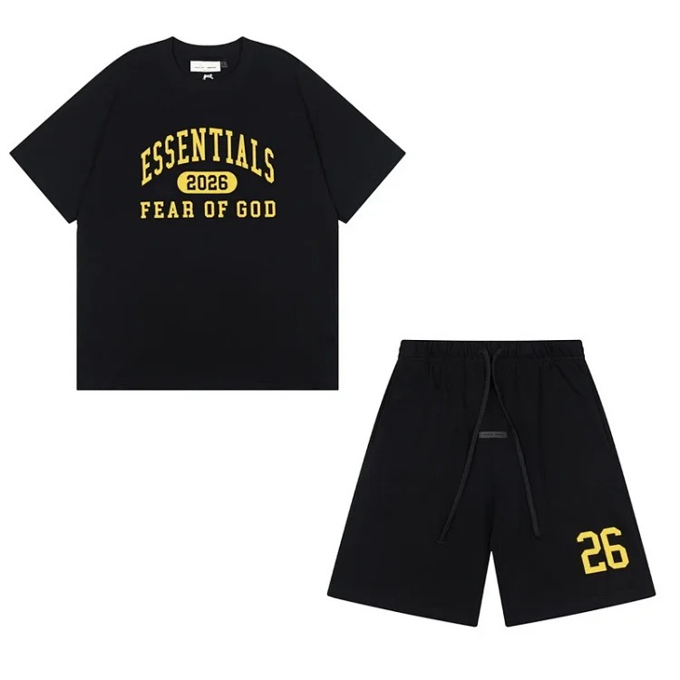 Men's and women's round neck loose short sleeve shorts suit og image 4