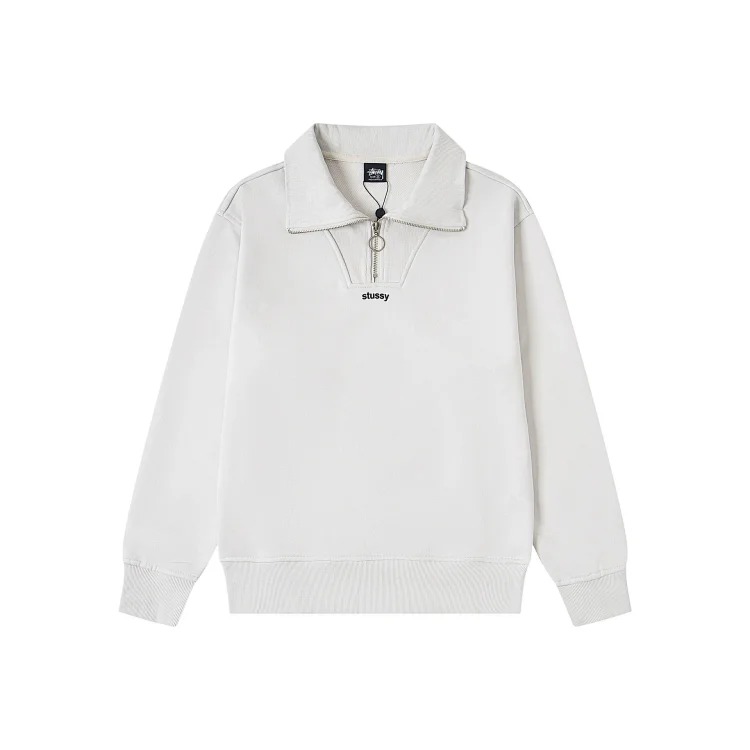 Straight fit loose fit half zip stand collar sweatshirt image 6