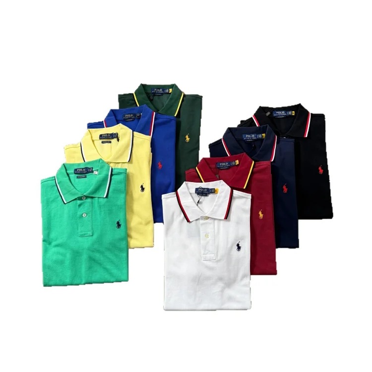 Paul colorful collar pony logo embroidered short-sleeved lapel men's and women's summer POLO shirt image 13