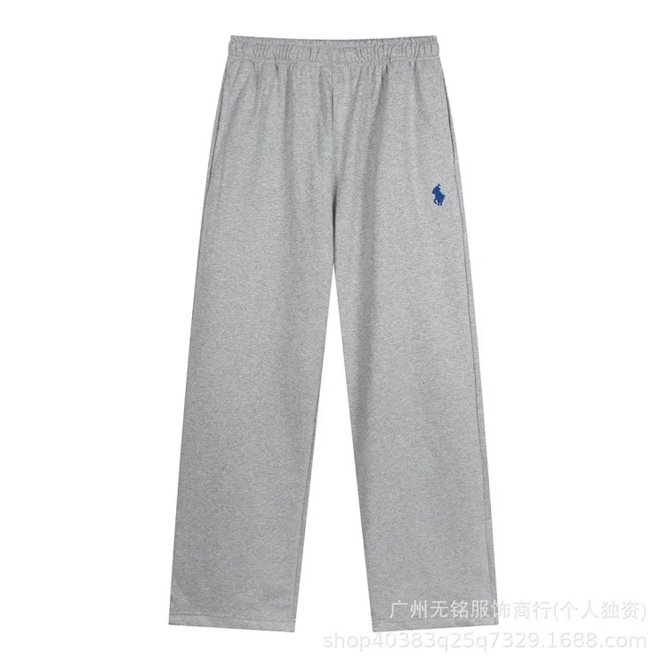 RL Pony Embroidered Tie Elastic Waist Casual Men's and Women's Heavyweight Straight Sweatpants image 8