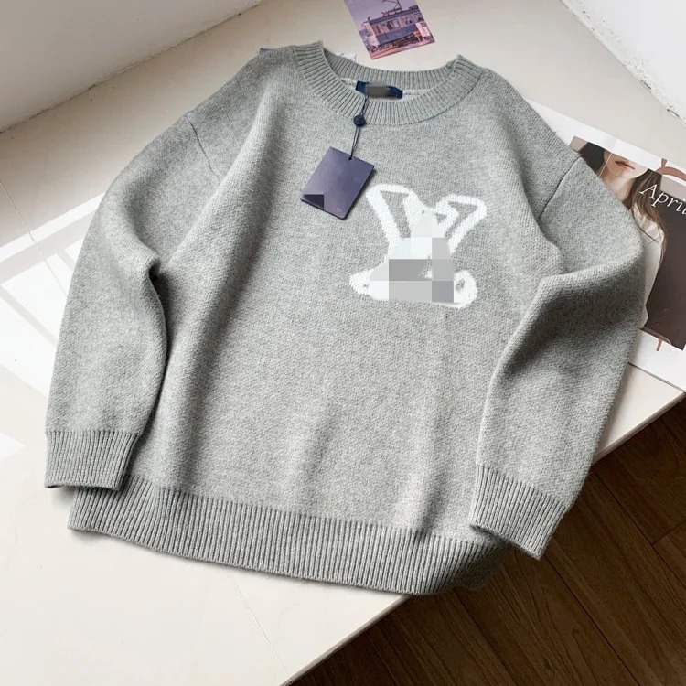 Round neck loose sweater sweater pullover jacquard letters same style for men and women image 10