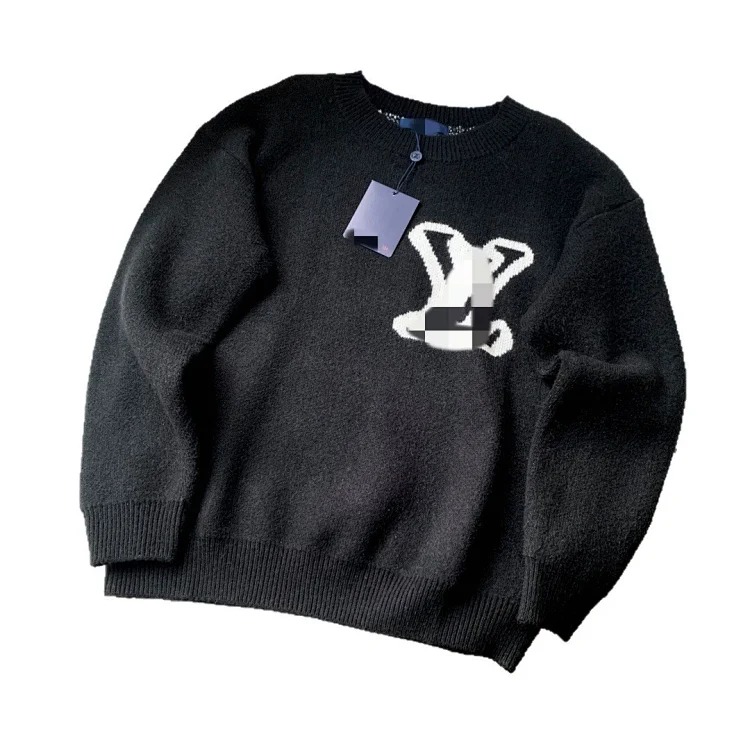 Round neck loose sweater sweater pullover jacquard letters same style for men and women image 11