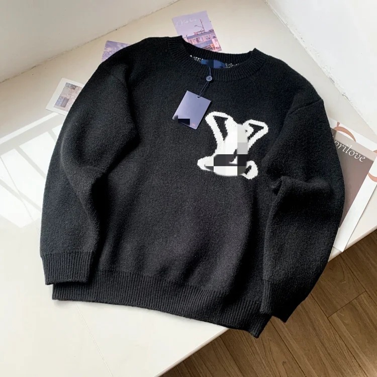Round neck loose sweater sweater pullover jacquard letters same style for men and women image 9