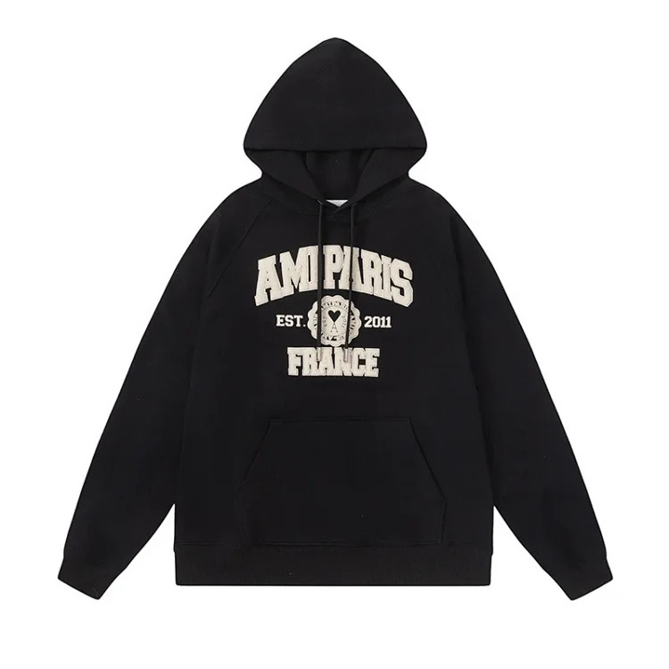 Letter love foam printed hooded sweatshirt for men and women round neck pullover sweatshirt image 12