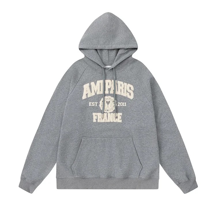 Letter love foam printed hooded sweatshirt for men and women round neck pullover sweatshirt image 4