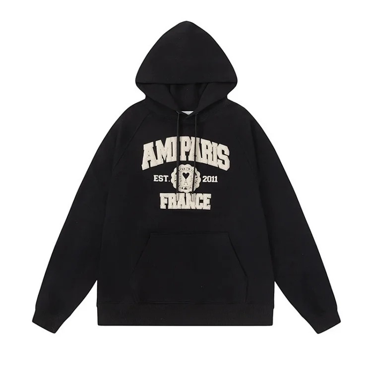 Letter love foam printed hooded sweatshirt for men and women round neck pullover sweatshirt image 8