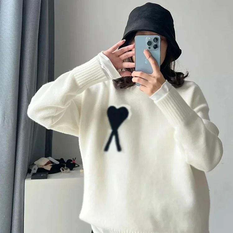 Love jacquard knitted long-sleeved sweater for men and women image 10