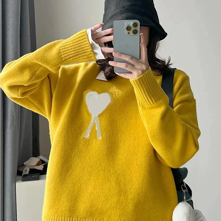 Love jacquard knitted long-sleeved sweater for men and women image 11