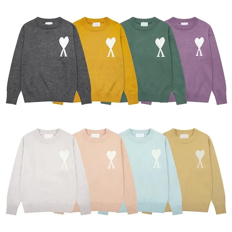 Love jacquard knitted long-sleeved sweater for men and women image 13