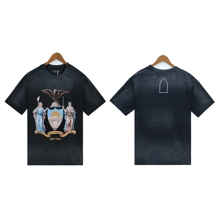 Washed printed loose men's short-sleeved t-shirt American top image 14