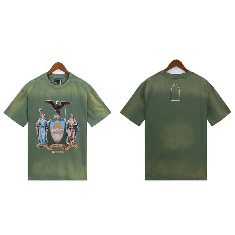 Washed printed loose men's short-sleeved t-shirt American top image 15