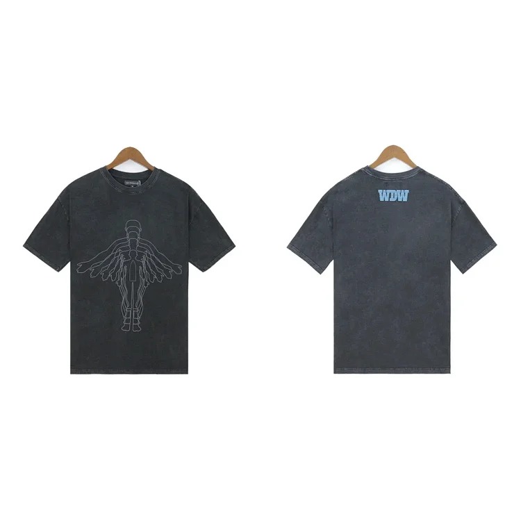 Washed printed loose men's short-sleeved t-shirt American top image 18
