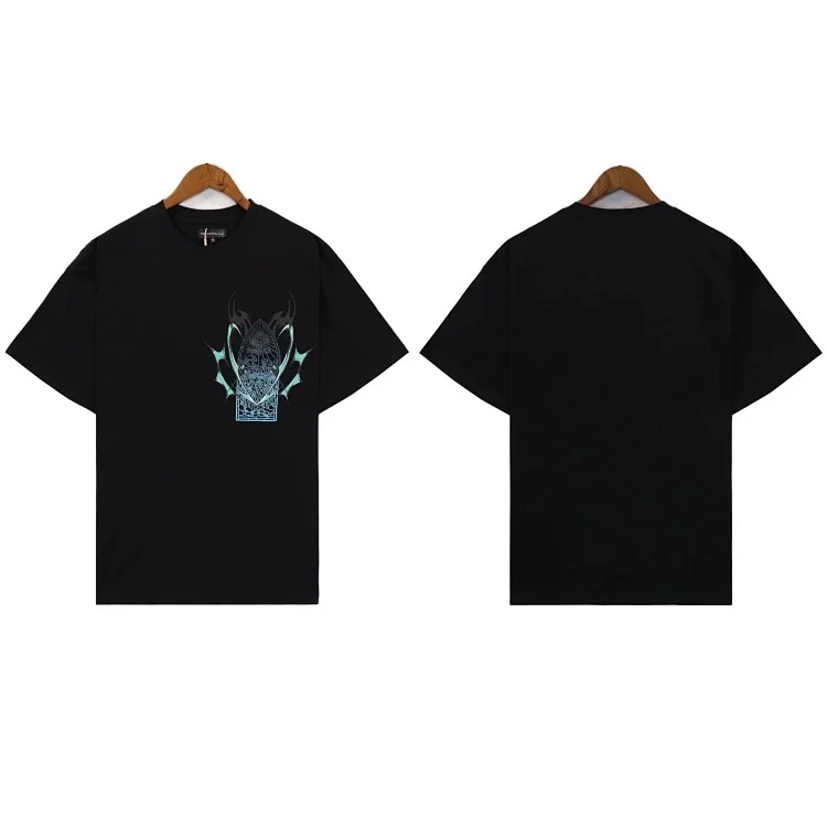 Washed printed loose men's short-sleeved t-shirt American top image 2