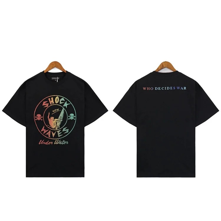 Washed printed loose men's short-sleeved t-shirt American top image 3